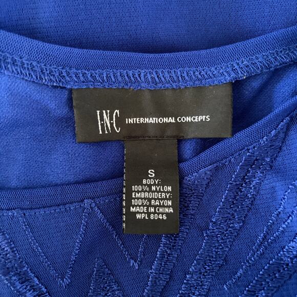 Royal Blue Y2K Embroidered Design Sheer T-Shirt Small 2000s Gen Z Fitted Moody - Picture 6 of 7